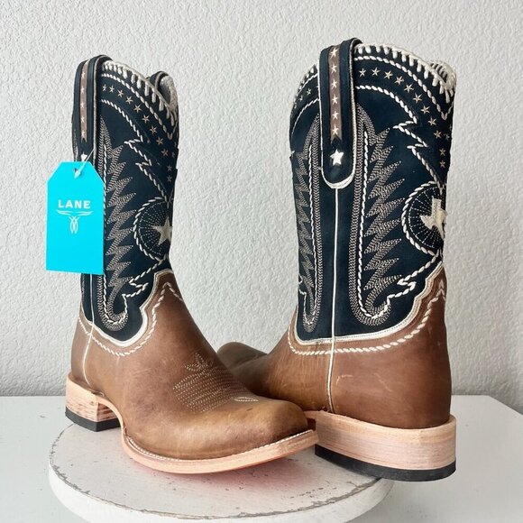 Lane RODEO HOUSTON Mens Cowboy Boots Size 12B Brown Leather Western Blunt Toe - Picture 13 of 13